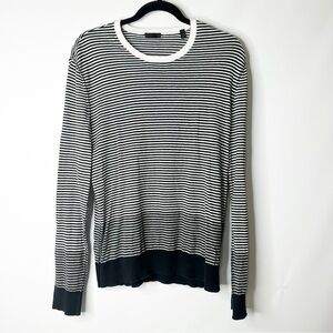 ATM Black and White Striped Cotton Sweater Size Medium